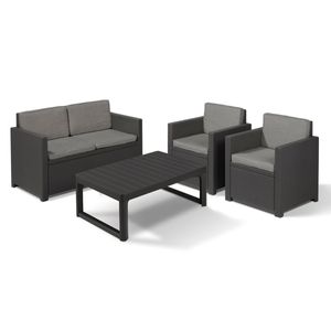 Allibert Loungeset Victoria Monaco mit Tisch Lyon anthrazit - Premium - Rattanoptik, wetterfest