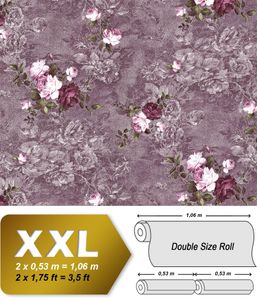 Blumen Vliesvliestapete EDEM 9045-25 Vliesvliestapete geprägt im romantischen Design matt violett aubergine wein-rot weiß 10,65 m2