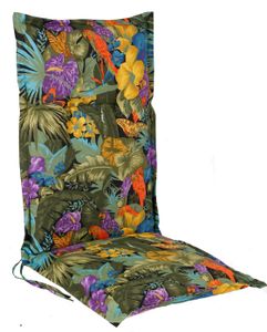 Universal Hochlehner Auflage - Amazonas - Garten Stuhl Polster Sitz Kissen mit tropischen Blumen