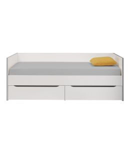 Bett mit integriertem Regal & Schubladen OSCAR - 90 x 200 cm - Weiß & Grau