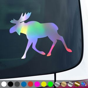 PantherPixel Elch Aufkleber Rentier Schweden Wohnmobil Camping Sticker Auto Geschenkidee Farbe Oilslick-Hologramm