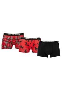 Urban Classics Herren Boxershorts Boxer Shorts 3-Pack TB3839 Red Plaid Aop+Moose Aop+Blk L
