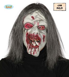 Zombie Maske mit Haaren für Erwachsene