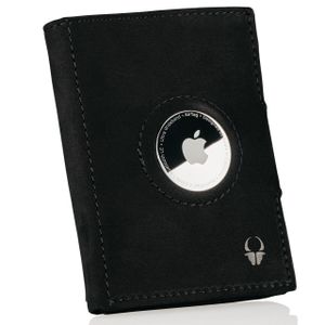 DONBOLSO Wallet Air I Schlanke AirTag-Geldbörse mit Apple AirTag-Halter I Stylisches Kartenetui aus Leder mit RFID-Schutz I Für Damen und Herren I Für bis zu 11 Kreditkarten I Vintage Schwarz