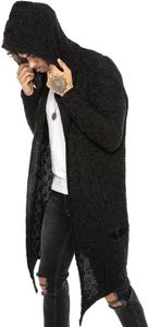 Red Bridge Herren Strickjacke Übergangsjacke Cardigan Asymmetric Long Cut Kapuze