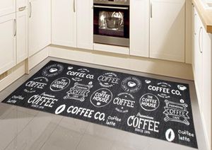 Küchenteppich Küchenläufer Teppich Coffee waschbar schwarz Größe - 80 x 250 cm