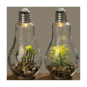 2er Set RetroLED Glühbirne mit Kunstpflanze Dekoration Lampe Stimmungslicht