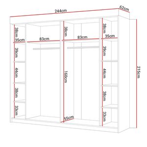 LINA Kleiderschrank Schwebetürenschrank Hochglanz Schwarz / Schwarz hochglanz 244 cm Schrankversion: Hochglanz