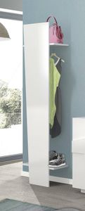 Eingangsmöbel Sante, Moderner multifunktionaler Eingangsbereich, Mehrzweckschrank für Eingangsbereich, 100 %  Italy, cm 50x30h200, glänzend weiß lackiert