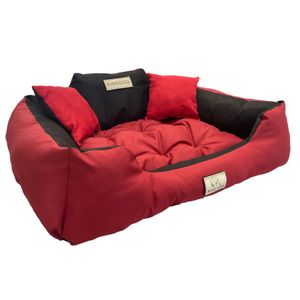 Großes Hundebett Katzenbett 115 x 95 Rot - Kingdog Größe XL
