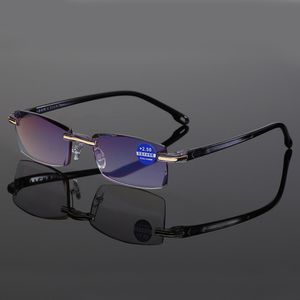 Uni Anti-Blaulicht Lesebrille Rahmenlos Faltbare Brille Sehhilfe mit Blaulichtflilter für PC Computer Lesen,+2,00 Dioptrien(Schwarz)