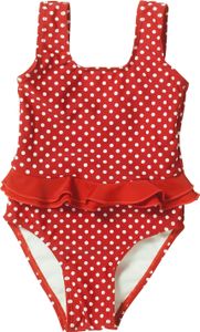 Playshoes -  UV-Badeanzug für Mädchen - Rüschenband - Punkte - Rot