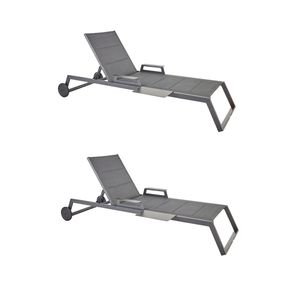 NATERIAL - 2er Set Sonnenliegen ODYSSEA - 2 Gartenliegen mit Rollen - bis 160 kg belastbar - 222X64X87.5 cm - Liegestühle - Aluminium - Textilene - Anthrazit