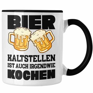 Trendation - Bier Tasse Lustiger Spruch Saufen Party Lustiger Spruch Männer Vater (Schwarz)