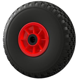 1 x PU Rad Ø 260 mm 3.00-4 Nadellager Ersatzrad Bollerwagen Sackkarren PANNENSICHER, schwarz/rot