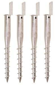 Aqbau® 4er Set L-Pfostenträger für Vierkantholzpfosten zum einschrauben, Einschraubbodenhülse, Einschraubhülse, Bodenhülsen zum eindrehen