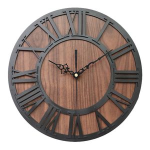 Runde Wanduhr Wohnzimmer Uhr Designuhr Römischen Ziffern Dekouhr Vintage Retro Uhr Zuhause Dekoration Holz 30cm