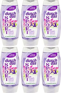 6x duschdas Duschgel Sport FRESH MIND 225ml 3-in-1 Kirschblütenduft Weißer-Tee-Duft