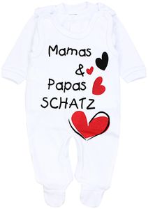 TupTam Unisex Baby Strampler Set Spruch Mamas & Papas Schatz, Farbe: Weiß - Mamas Papas Schatz, Größe: 56