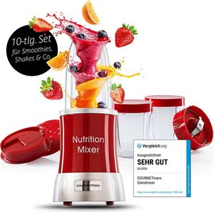 GOURMETmaxx Nutrition Mixer Deluxe Set 10-teilig für Smoothies & Co. für extra vitaminreiche Smoothies Obst & Gemüse Inklusive 3 Bechern To-Go Deckel GOURMETmaxx Nutrition Mixer Deluxe Set 10-teilig für Smoothies & Co. für extra vitaminreiche Smoothies Obst & Gemüse Inklusive 3 Bechern To-Go Deckel