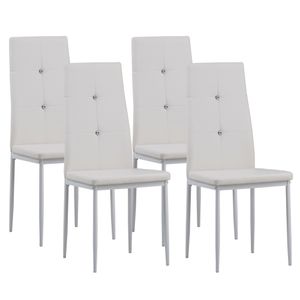 Jídelní židle Albatros DIAMOND sada 4 kusů, bílá - Elegantní vzhled diamantu, čalouněná židle s koženkovým potahem, moderní stylový design u jídelního stolu Kuchyňská židle Židle do jídelny Vysoká nosnost