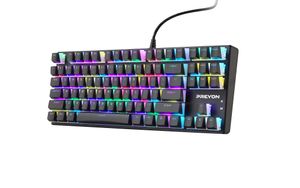 PREYON Red Blitz Claw Tastatur Gaming-Tastatur - Gateron Red Schaltern - Pudding Tastenkappen - Ohne Nummernblock - RGB-Beleuchtung - Aluminiumgehäuse - Vollständiges Anti-Ghosting - Software
