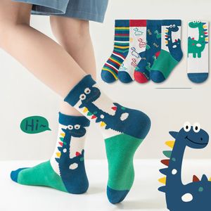 5 Stück Kindersocken Herbst und Winter Cartoon Dinosaurier Socken,M