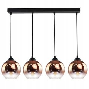 LUXOLAR - Pendelleuchten 4 flammig Glasschirm Kupfer-transparent, Deckenlampe E27 60W für Wohnzimmer, Küchen
