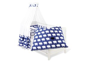 Pinolino Set für Kinderbett; 4-tlg., sieger design for Pinolino - Dessin Happy Sheep blau; 135 cmx100 cm, 60522-1