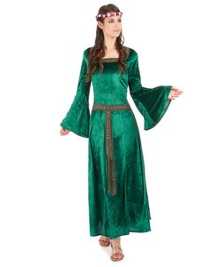 Mittelalter-Kleid LARP Damenkostüm grün-braun