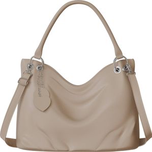 Damen Handtasche Shopper City Umhänge Tasche Veganes-Leder Elegant 30617 Taupe Damen Handtasche Shopper City Umhänge Tasche Veganes-Leder Elegant 30617 Taupe