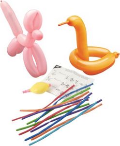 PAPSTAR 30 Modellierballons 115 cm farbig sortiert mit Pumpe und Aufbauanleitung | Beutel (30 Stück)