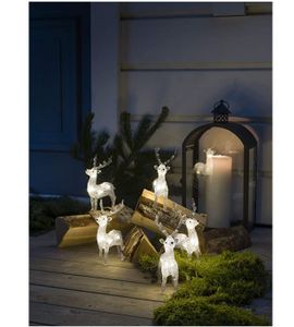 Konstsmide LED Rentiere 5er Set Acryl 40 LED warmweiß transparent außen