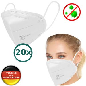 20x FFP2 Atemschutzmaske Maske Mundschutz 5 lagig CE OP Nase Mund Schutz Gesichtsschutz Filter
