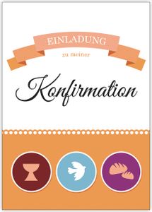 4x Moderne Einladungskarte zu meiner Konfirmation mit christlichen Symbolen