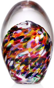 Briefbeschwerer Ei "Stiller" (12cm), transparent/bunt