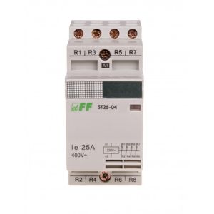 Stycznik modułowy 4 styki NC, I=25A, napięcie cewki U=230V AC, 2 moduły, ST25-04, F&F