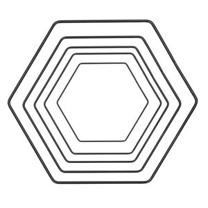 Hexagon aus Draht, in Schwarz,  wählbar in Größen zwischen 20 und 40 cm | Metallring, Größe:40 cm