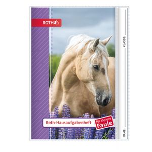 ROTH Hausaufgabenheft - Kids und Tiere für clevere Faule mit Hülle, A5, 1 Woche 2 Seiten, Pferd