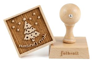 Folkroll Keksstempel Merry Christmas, 55x55 mm, Cookiestempel, Backstempel, Keks, Stempel, Motiv, Buchenholz, 334799