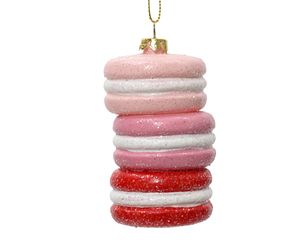 Christbaumschmuck Kunststoff Macarons 8cm rosa rot weiß