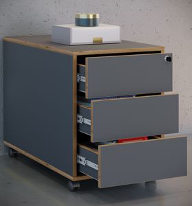 VCM Rollcontainer | Beistellcontainer mit drei Schubladen | Maße ca. H. 50 x B. 39 x T. 70 cm | Bürocontainer abschließbar - Salia