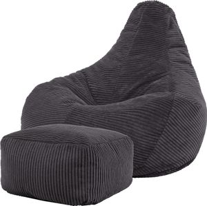 icon Dalton Großer Cord Sitzsack mit Hocker - Bequemer Sitzsack-Sessel