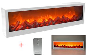 LED Wandkamin Tischkamin Elektrokamin mit realistischer Flammensimulation Kaminfeuer Feuersimulation weiß inkl. Fernbedienung 75x20cm
