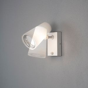 Konstsmide Fano Wandleuchte Spot mit Bewegungsmelder grau/weiss, 1xE27 Sockel, max 1x25W, 240V,Aluminium/Kunststoff, 7873-250