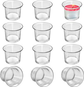 Belle Vous Votivkerzenhalter (12 Stk) – Transparente Glas Teelichthalter, Kerzenhalter für Teelichter – Je 4,5 x 4,5 cm - Windlicht Glas Kerzengläser