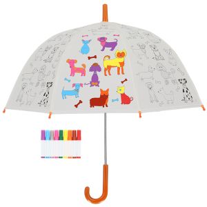 Esschert Design Regenschirm für Kinder mit Hunden PiY zum Ausmalen