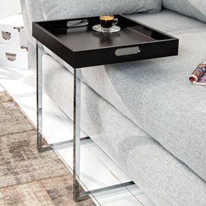 Design Beistelltisch CIANO 40cm schwarz chrom Tablett-Tisch Kaffeetisch Sofatisch Wohnzimmertisch Couchtisch