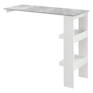 Bartisch Bromölla 120 x 45 x 106 Stehtisch für Wandmontage mit Ablagen Weiß/Betonoptik