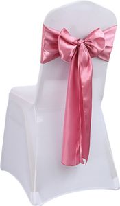 CANDeal 10-dielna sada saténových stoličiek Sashes Bows pre svadobnú recepciu - univerzálne stoličky späť kravaty, žiadne kryty stoličiek (Rose Pink)